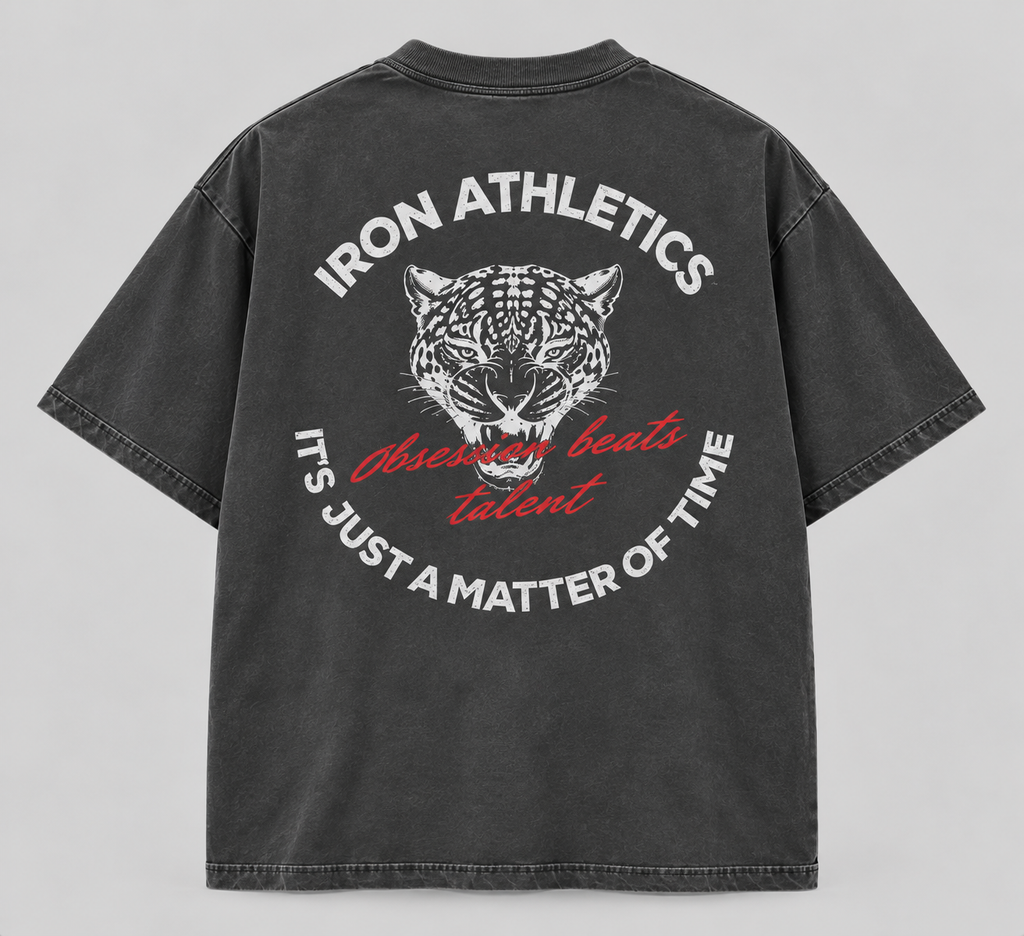 Camiseta oversized masculina Iron Jaguar preta Iron Savage - costas