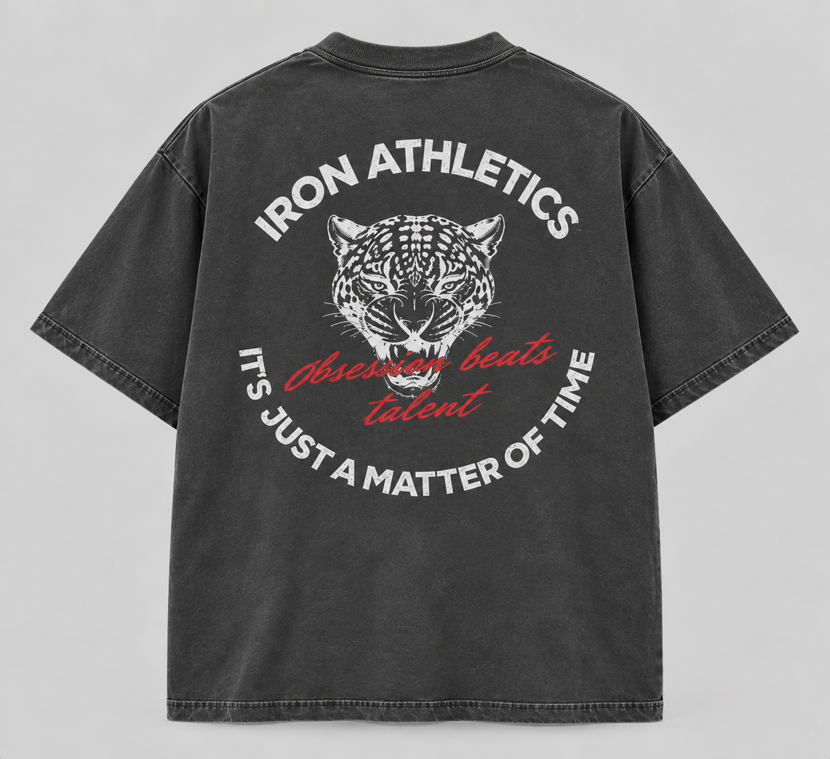 Camiseta oversized masculina Iron Jaguar preta Iron Savage - costas