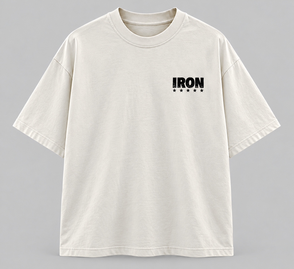 Camiseta oversized masculina Iron Predator off white drop Iron Savage - frente