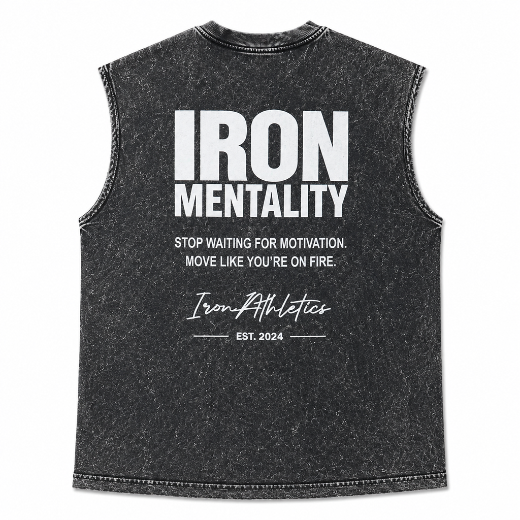 Regata Oversized Machão Iron Mentality Preta Marmorizada