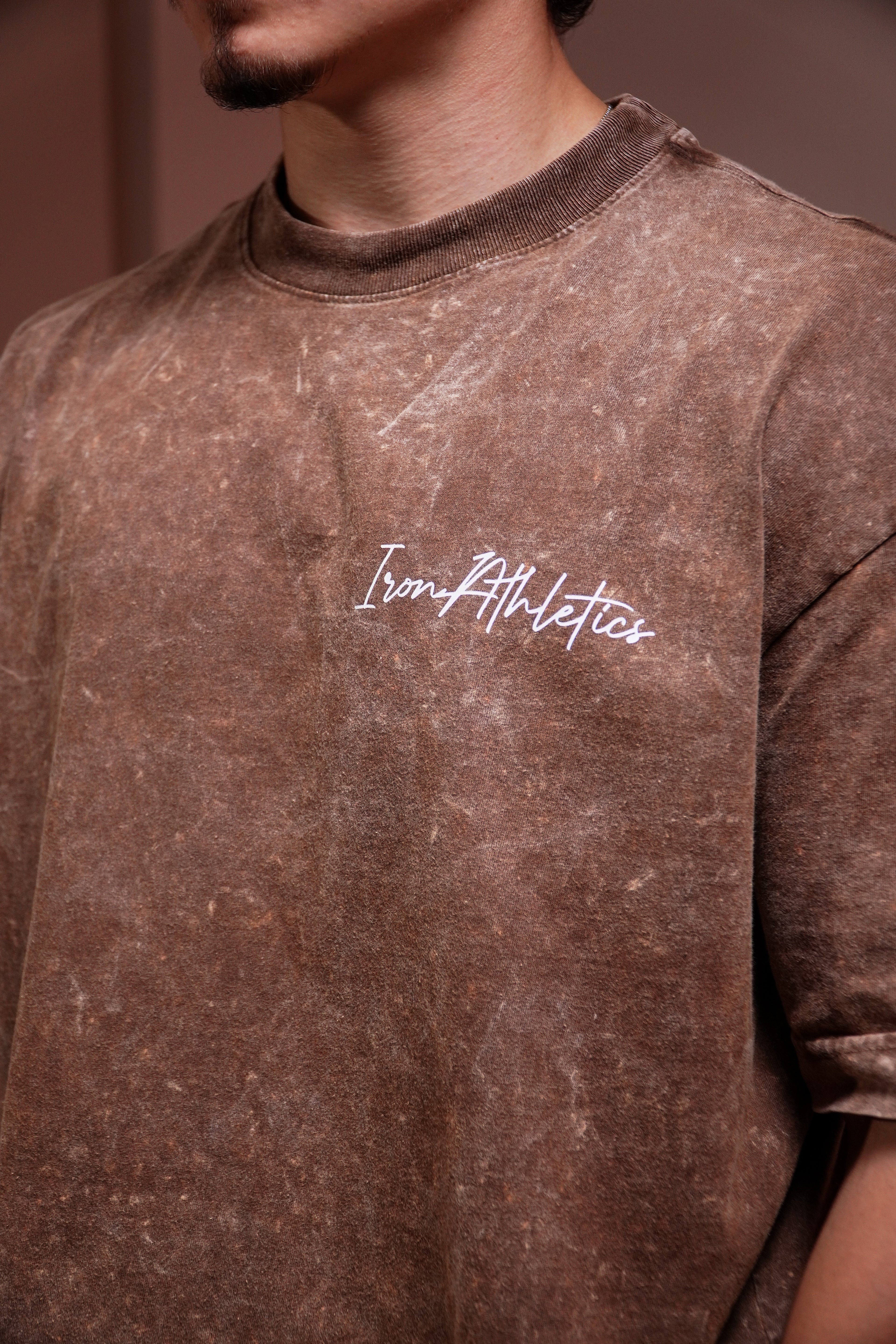 Camiseta Oversized Basic Marmorizada Marrom