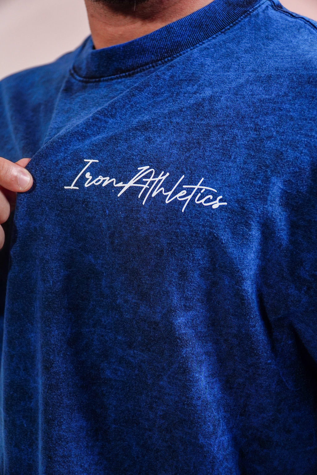 Camiseta Oversized Basic Marmorizada Azul