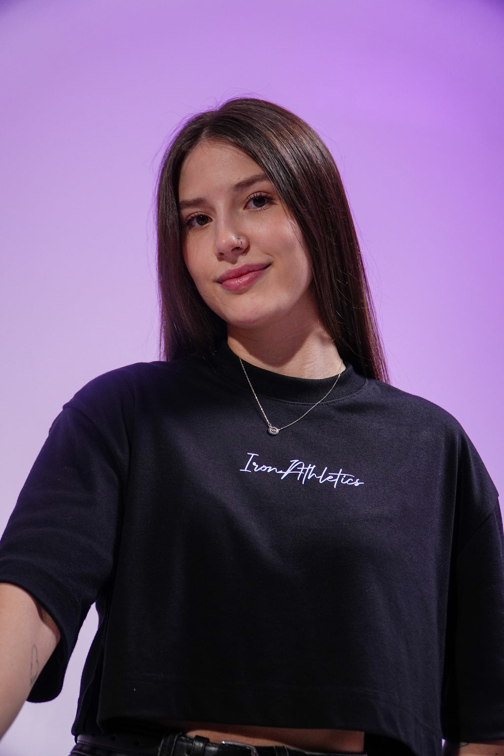 Cropped Iron Athletics Preto Oversized