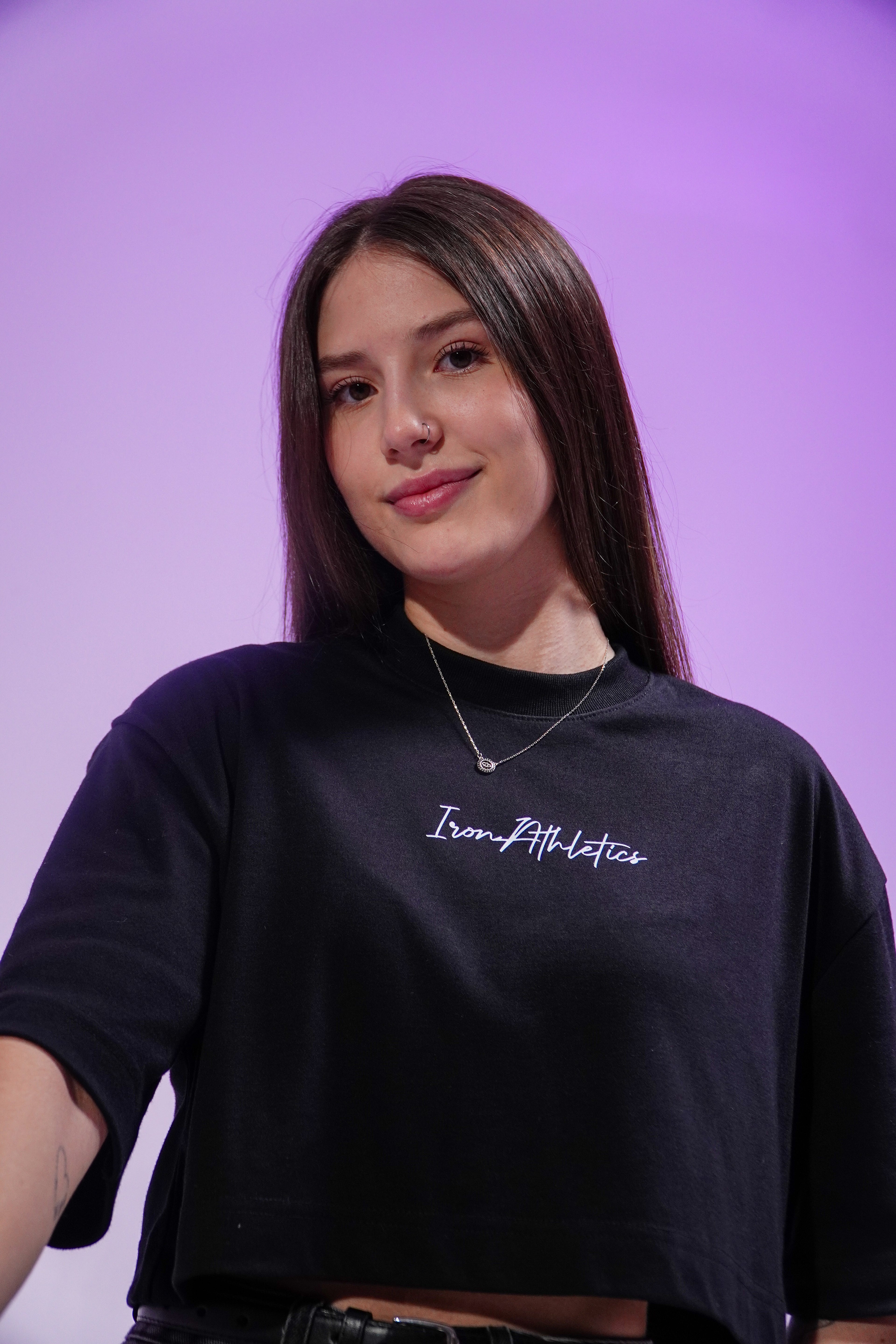 Cropped Iron Athletics Preto Oversized